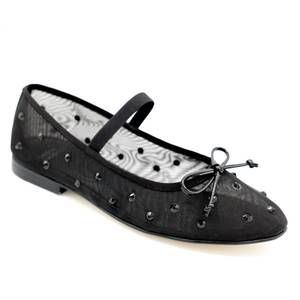 NEW JEFFREY CAMPBELL women releve mary jane ballet flat in black mesh with gems